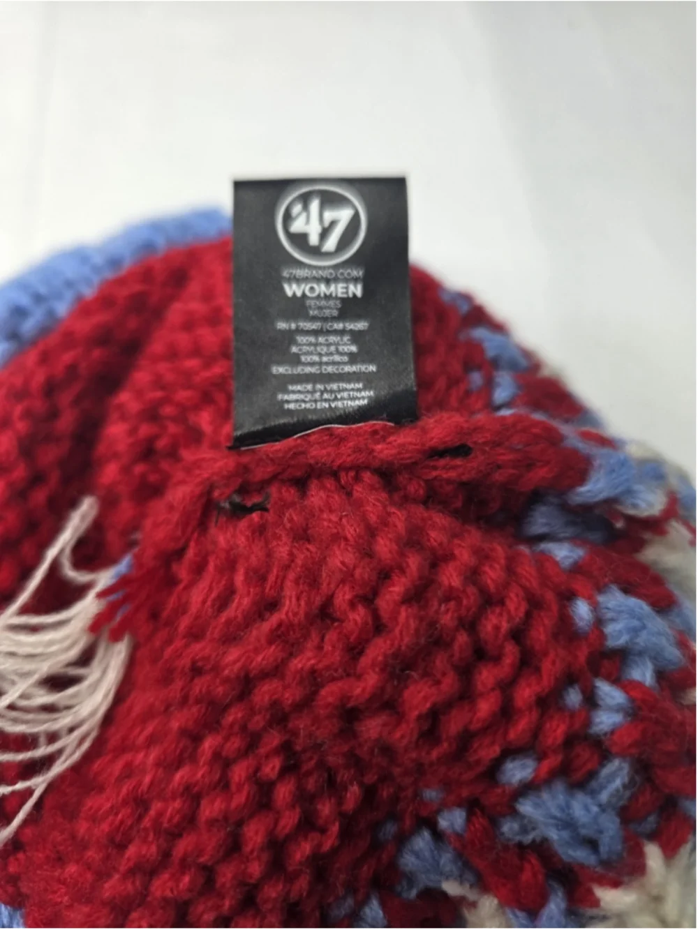'47 Houston Cougars UH Women's Cuffed Pom Knit Beanie Blue Cream Red NWT #62